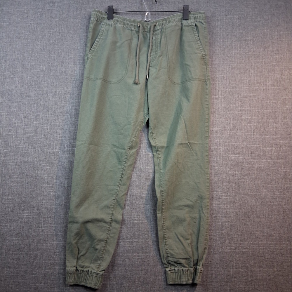 Green Ripstop Jogger Pants Elastic Waist Drawstring Utility Cargo Mens XL